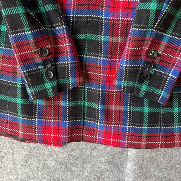 Talbots Red Plaid Wool Blend Blazer Holiday Tartan Jacket Petite 4P - Picture 13 of 16